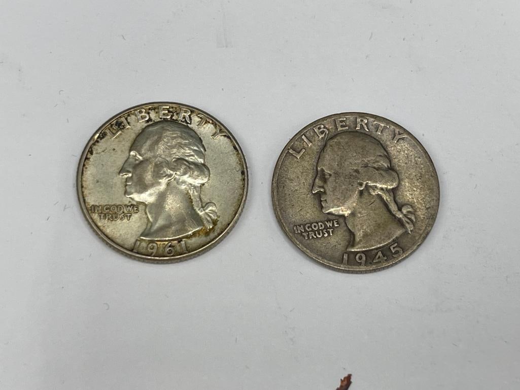 SIX 90% SILVER U.S. COINS INCLUDING FOUR WASHINGTON QUARTERS AND TWO MERCURY DIMES - 4