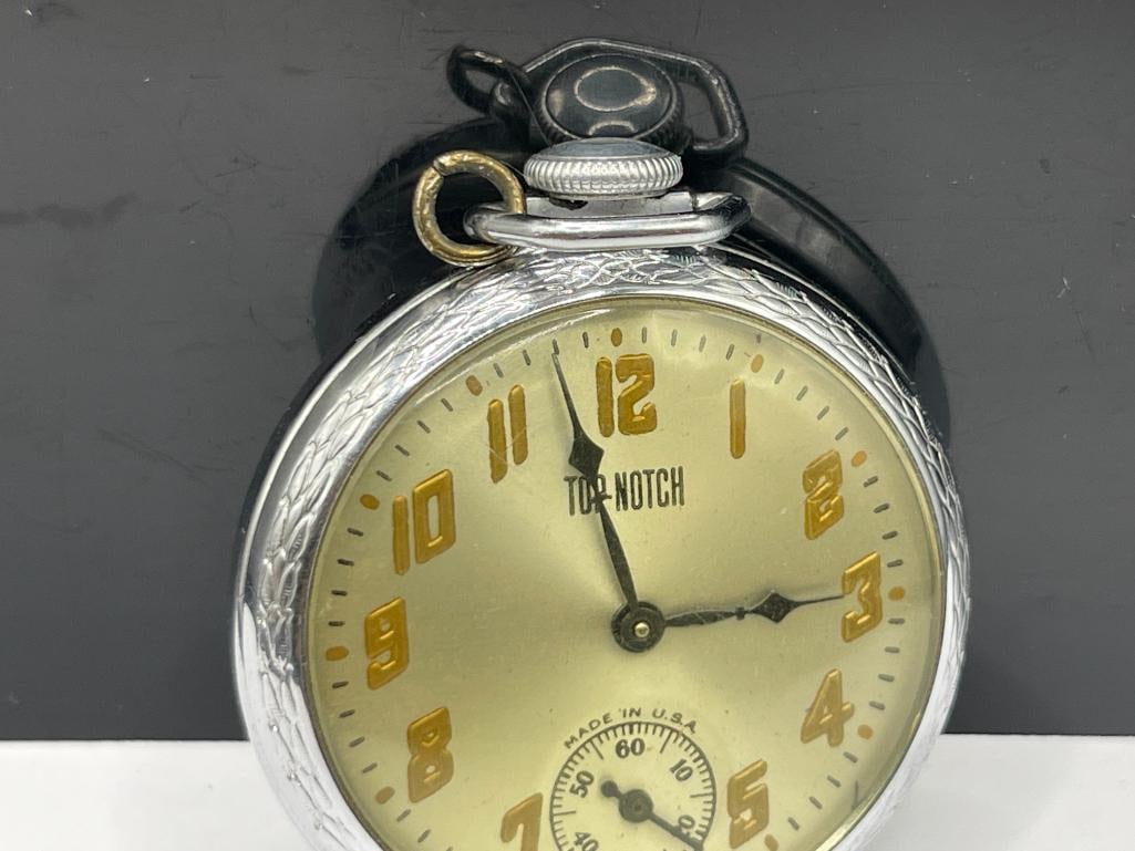 VINTAGE E. INGRAHAM COMPANY TOP-NOTCH POCKET WATCH - 2