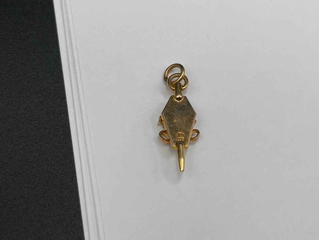 VINTAGE 10K YELLOW GOLD MASONIC MASTER MASON COFFIN LAPEL PIN "XK" - 4