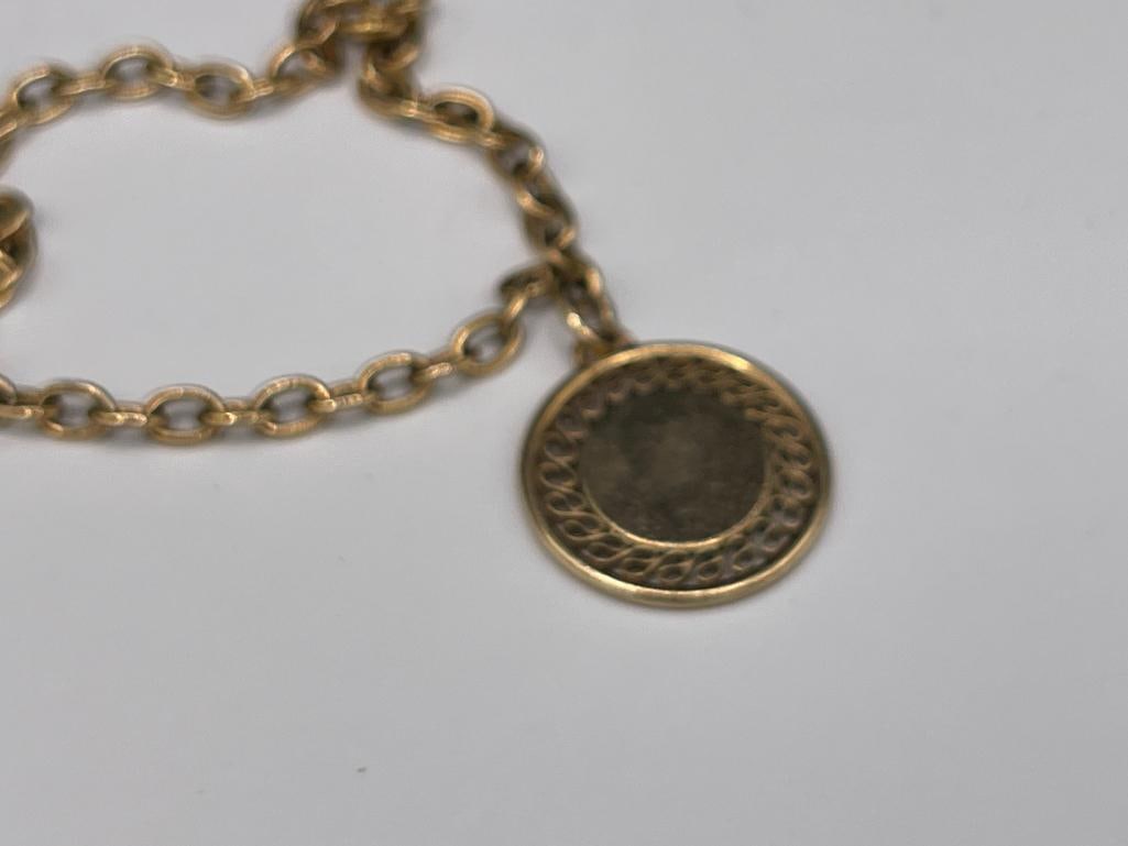 VINTAGE GOLD-FILLED BRACELET WITH 14K GOLD CHARM - 2