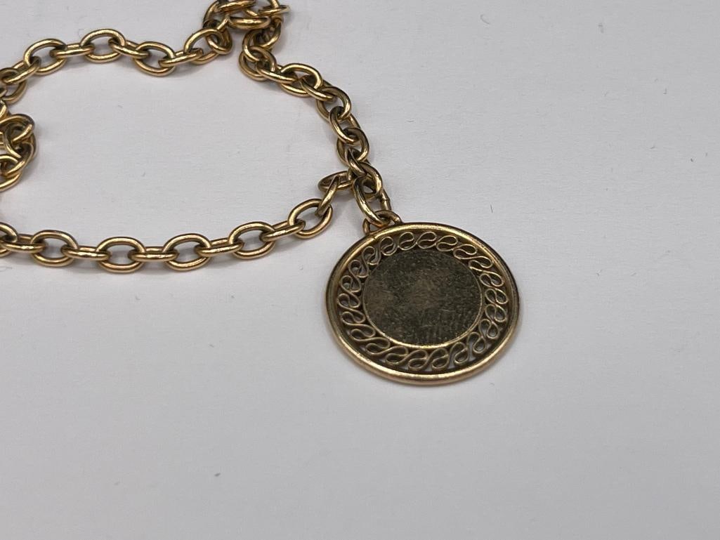 VINTAGE GOLD-FILLED BRACELET WITH 14K GOLD CHARM - 3