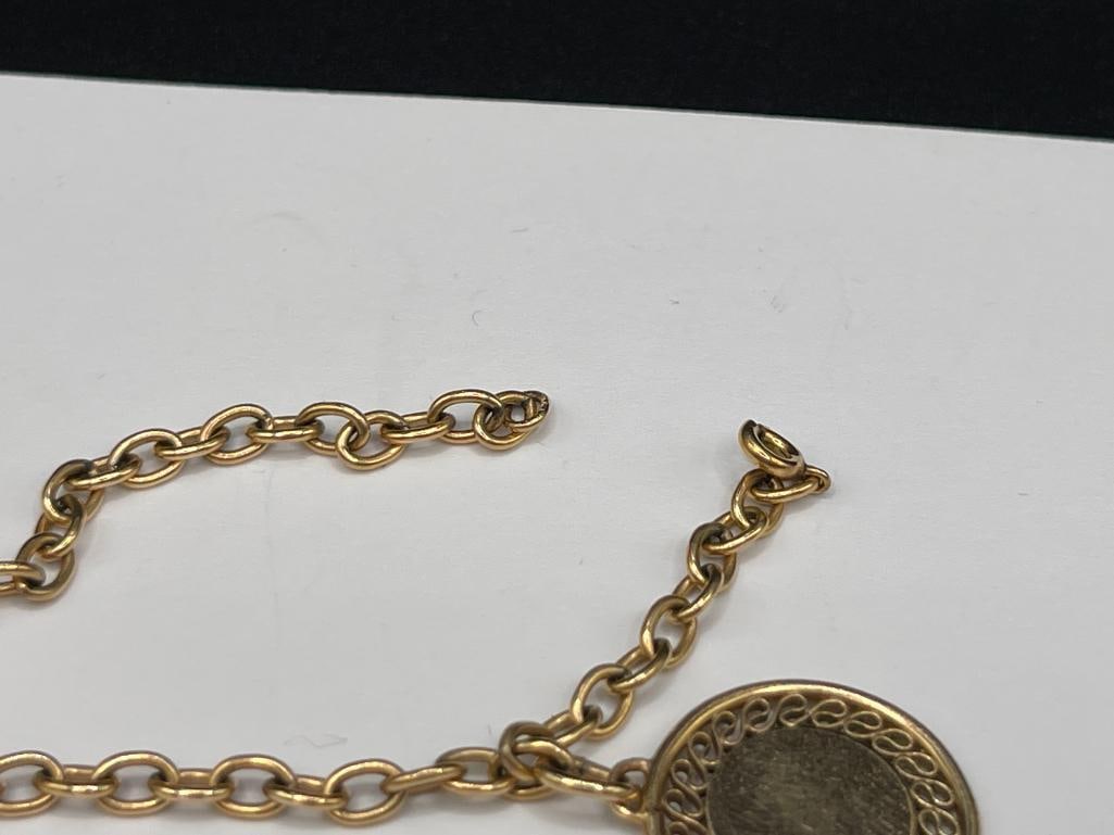 VINTAGE GOLD-FILLED BRACELET WITH 14K GOLD CHARM - 4