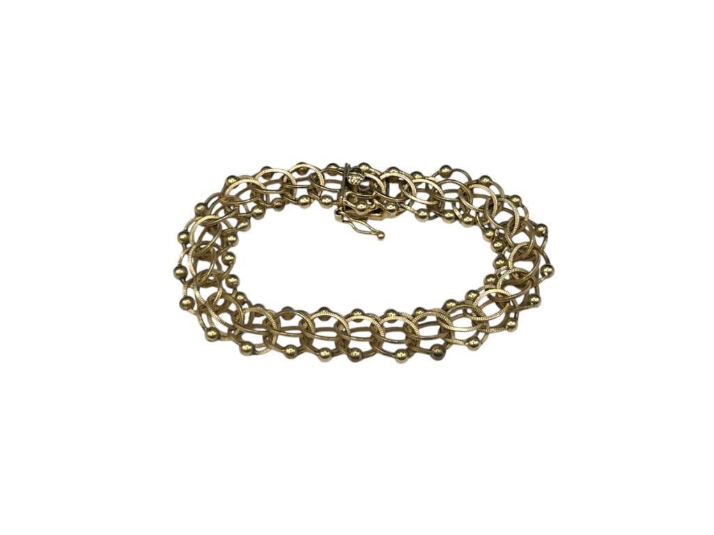 VINTAGE MEN'S 14K YELLOW GOLD CHAIN AND BALL LINK BRACELET: 7 1/2" X 1/2", 24.30 GRAMS