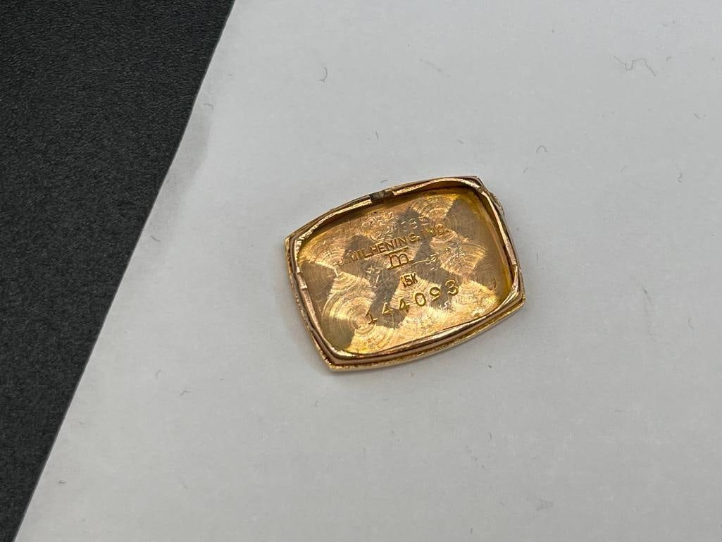 VINTAGE 17 JEWELS LADIES WATCH IN 15K YELLOW GOLD CASE ACCENTED BY 10 ROUND BRILLIANT CUT DIAMONDS - 5