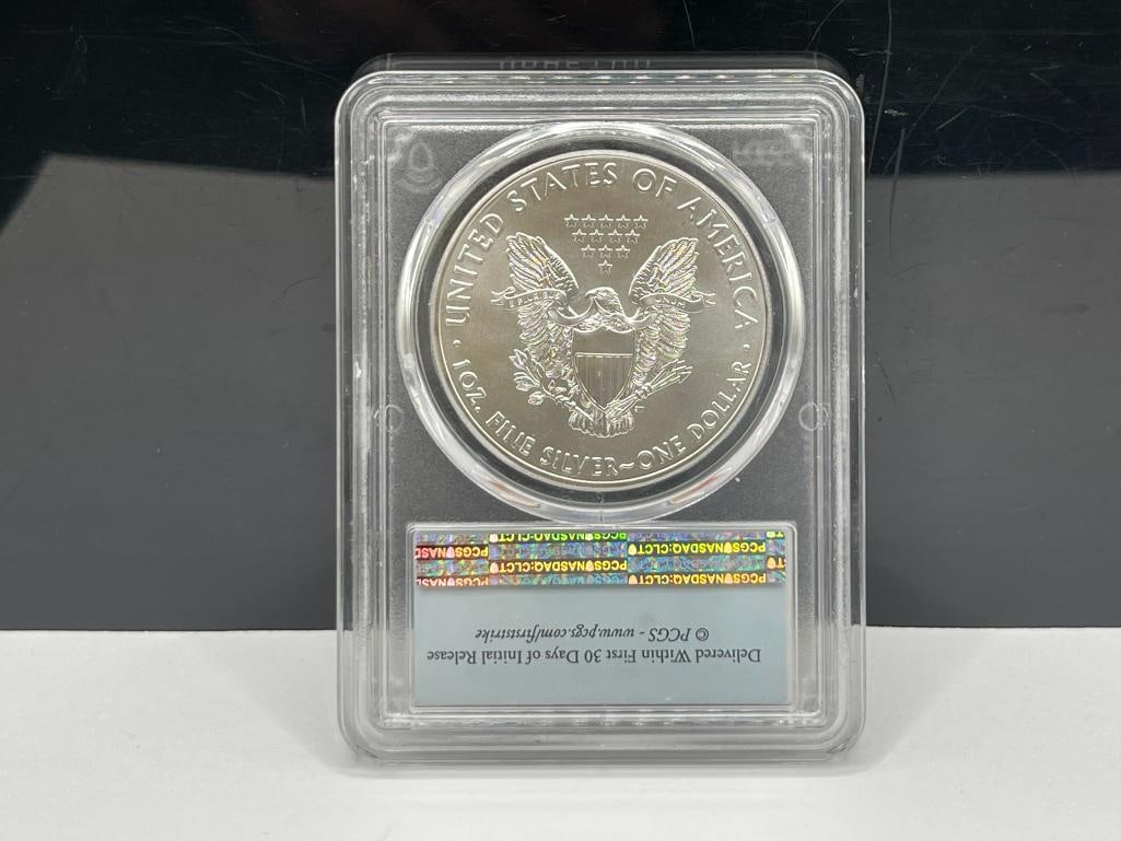 2020 AMERICAN SILVER EAGLE .999 FINE SILVER DOLLAR PCGS MS70 FIRST STRIKE - 4