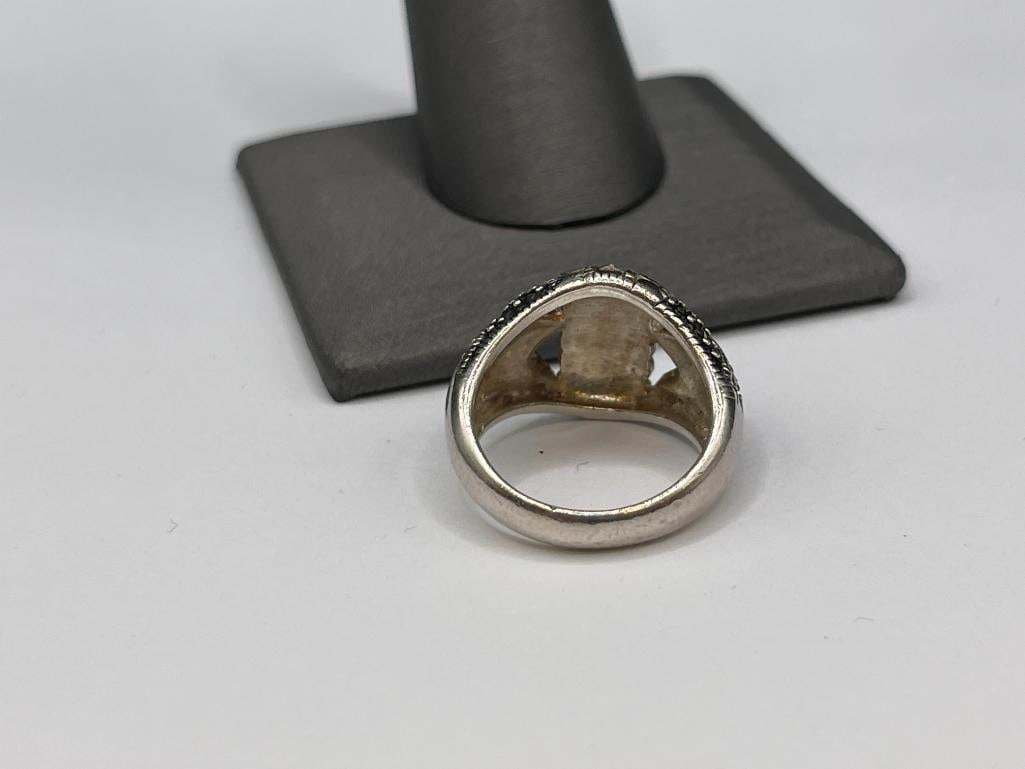 STERLING SILVER MARCASITE FASHION RING - 4