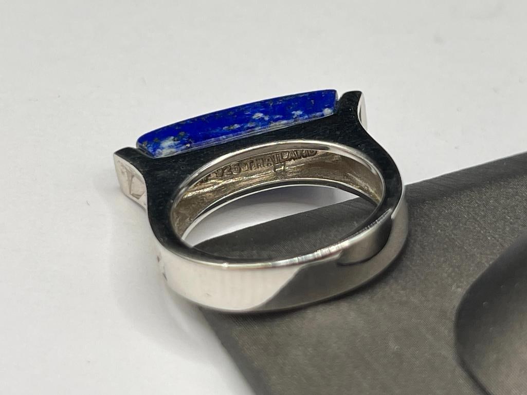 STERLING SILVER LAPIS FASHION RING - 4