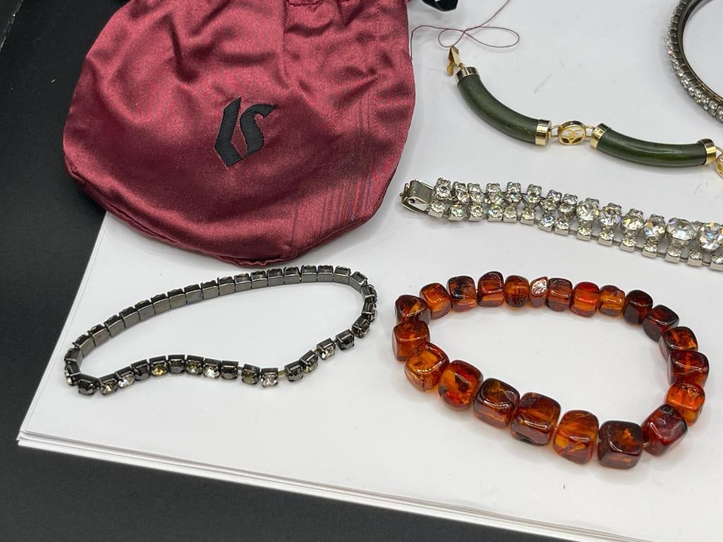 ASSORTED COSTUME JEWELRY BRACELETS INCLUDING RHINESTONE DESIGNS - 2