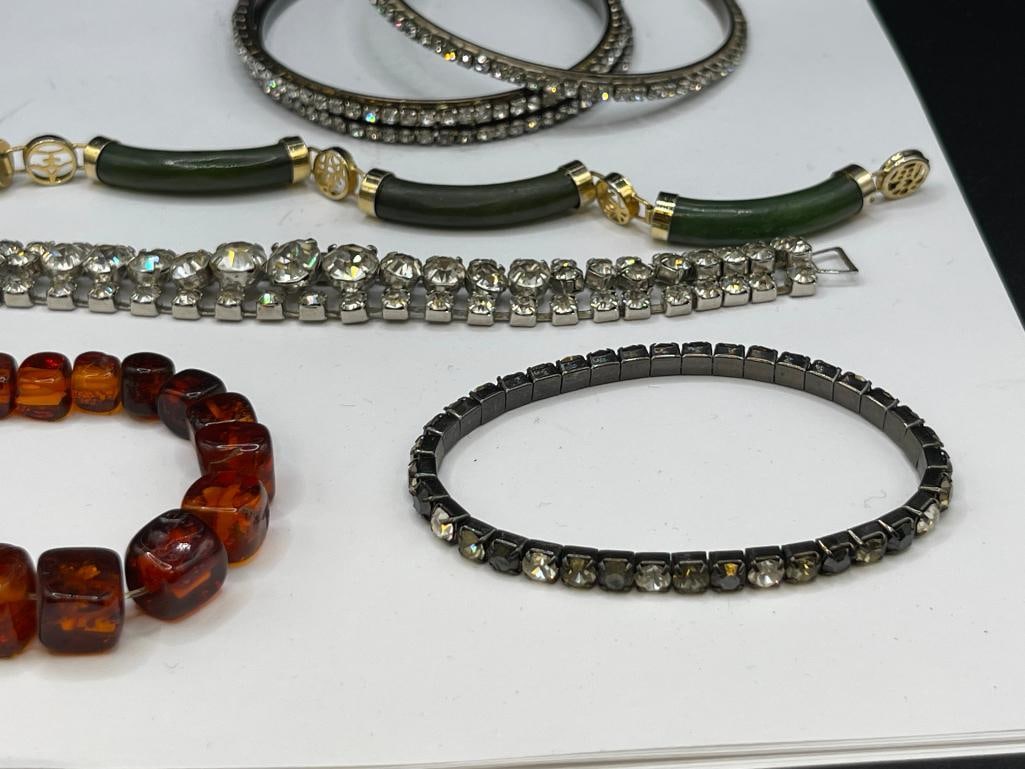 ASSORTED COSTUME JEWELRY BRACELETS INCLUDING RHINESTONE DESIGNS - 4