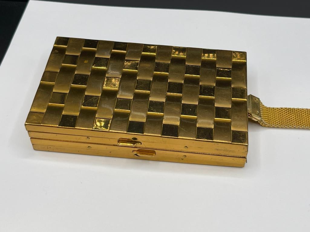 VINTAGE TWO-IN-ONE BRASS CIGARETTE CASE AND COMPACT LADIES PURSE - 2