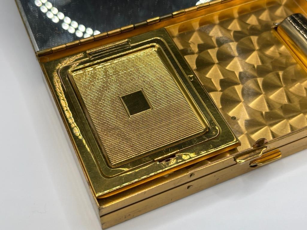 VINTAGE TWO-IN-ONE BRASS CIGARETTE CASE AND COMPACT LADIES PURSE - 5