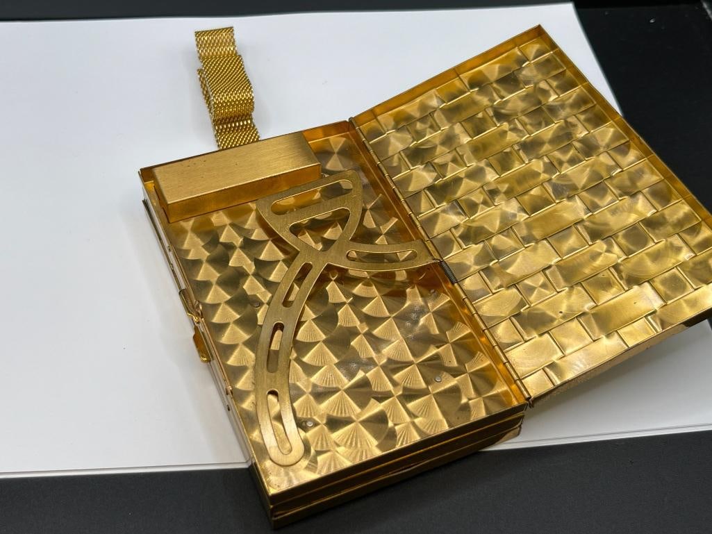 VINTAGE TWO-IN-ONE BRASS CIGARETTE CASE AND COMPACT LADIES PURSE - 6