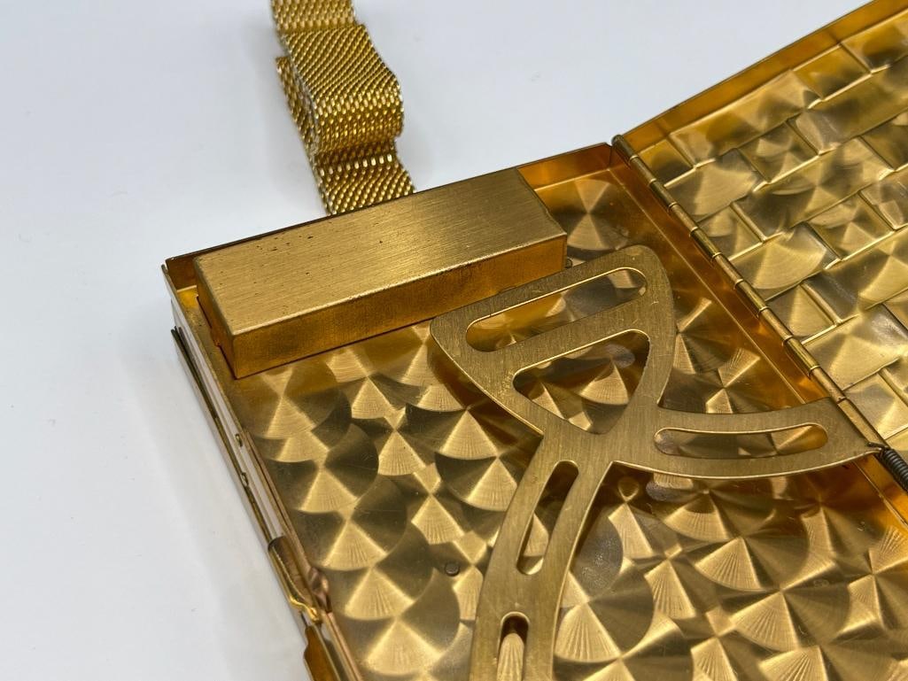 VINTAGE TWO-IN-ONE BRASS CIGARETTE CASE AND COMPACT LADIES PURSE - 7