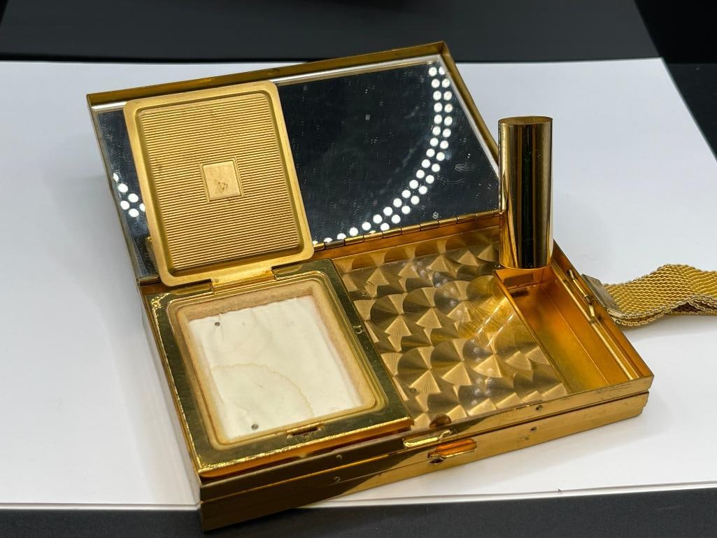 VINTAGE TWO-IN-ONE BRASS CIGARETTE CASE AND COMPACT LADIES PURSE - 8