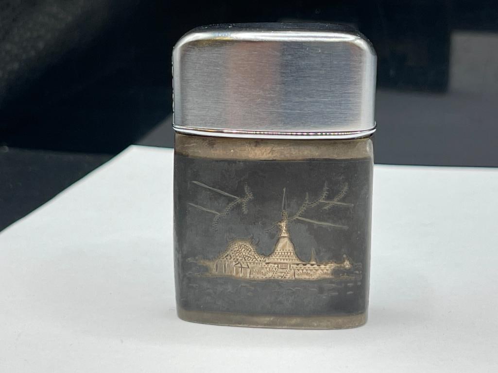 VINTAGE RONSON LIGHTER WITH SIAM STERLING SILVER CASE - 3