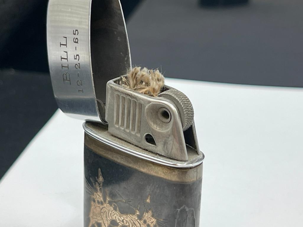 VINTAGE RONSON LIGHTER WITH SIAM STERLING SILVER CASE - 5