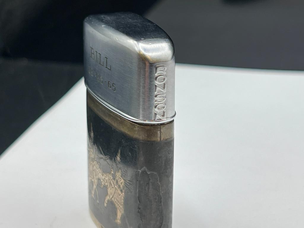 VINTAGE RONSON LIGHTER WITH SIAM STERLING SILVER CASE - 6