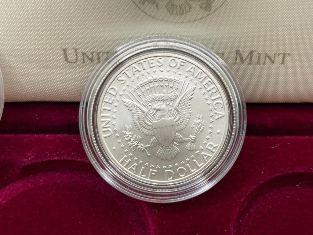 1998 U.S. MINT ROBERT F. KENNEDY MEMORIAL COMMEMORATIVE SILVER DOLLAR AND KENNEDY SILVER HALF DOL... - 6