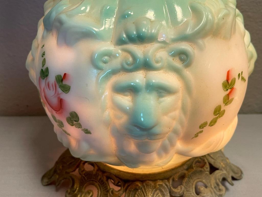 SCULPTED GLASS GONE WIITH THE WIND VICTORIAN GLASS PARLOR LAMP - 4