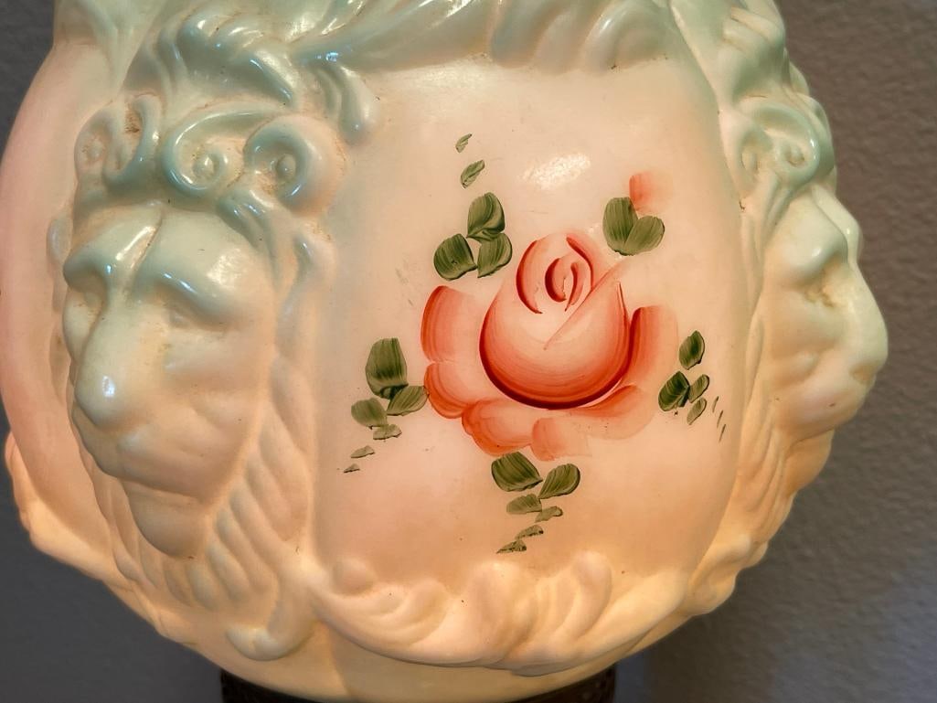 SCULPTED GLASS GONE WIITH THE WIND VICTORIAN GLASS PARLOR LAMP - 8