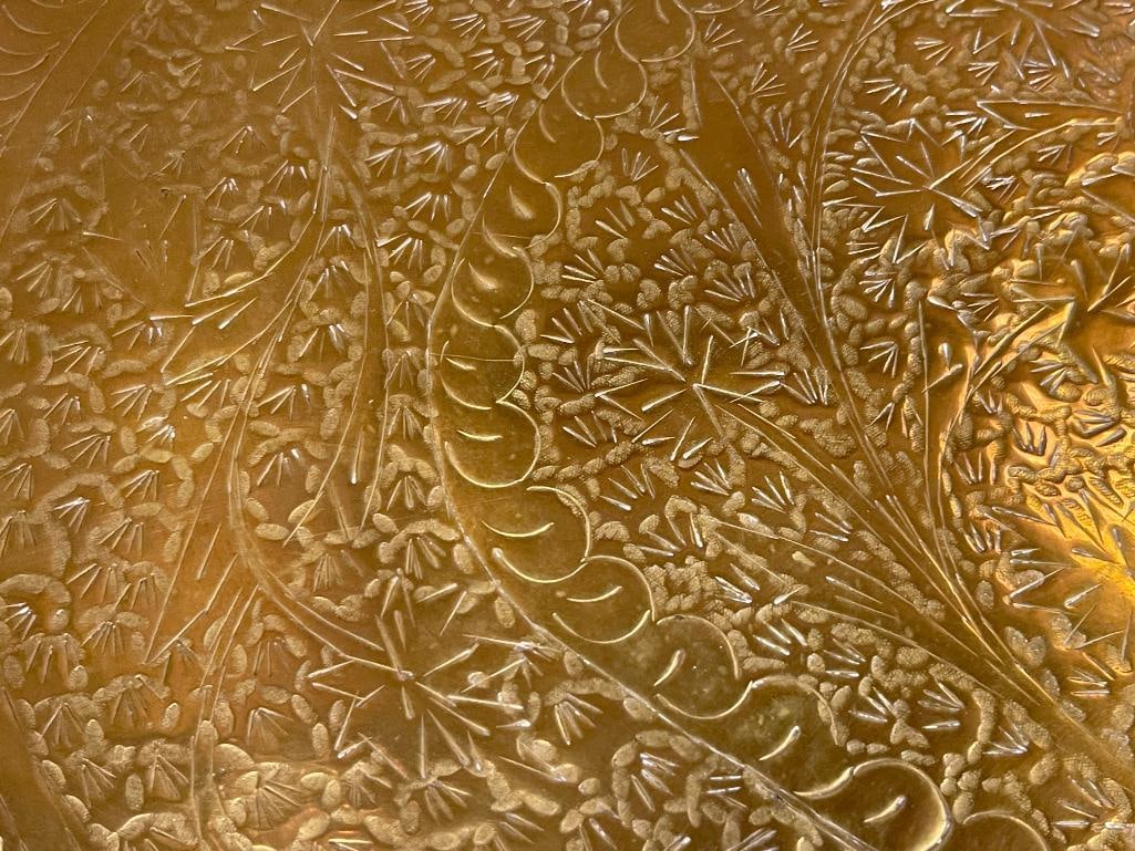 LARGE SOLID BRASS MOROCCAN OVAL BRASS TRAY - 5