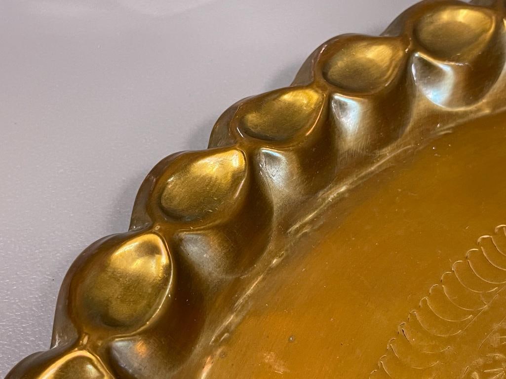 LARGE SOLID BRASS MOROCCAN OVAL BRASS TRAY - 6