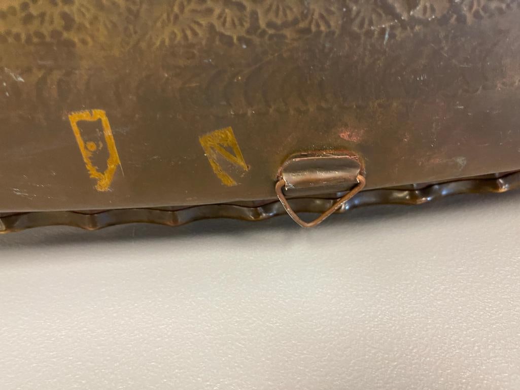 LARGE SOLID BRASS MOROCCAN OVAL BRASS TRAY - 9