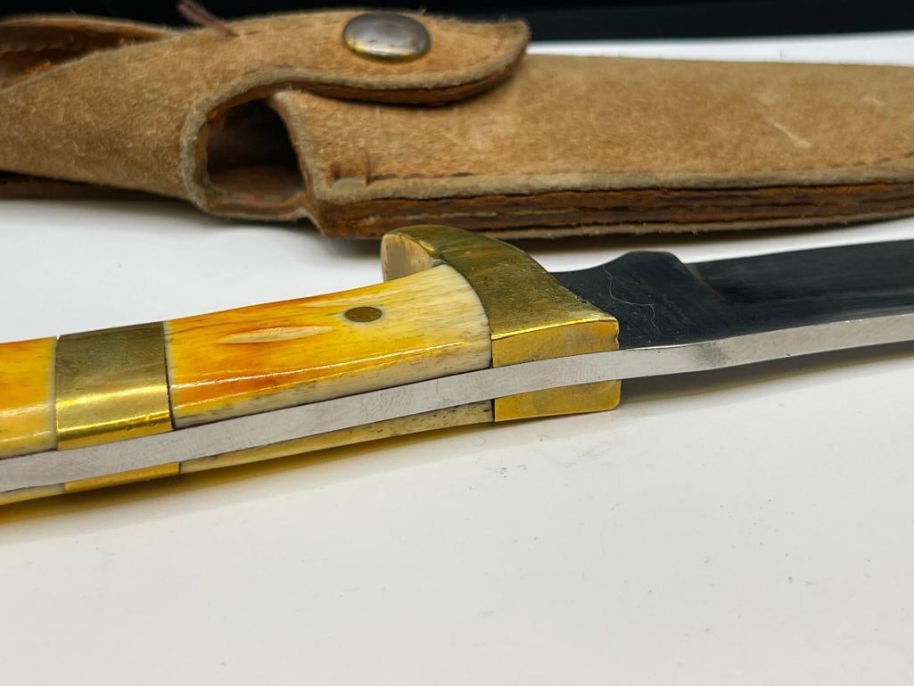 CUSTOM MADE OLE SMOKY FIXED BLADE KNIFE FEATURING FULL TANG AND BONE HANDLE - 7