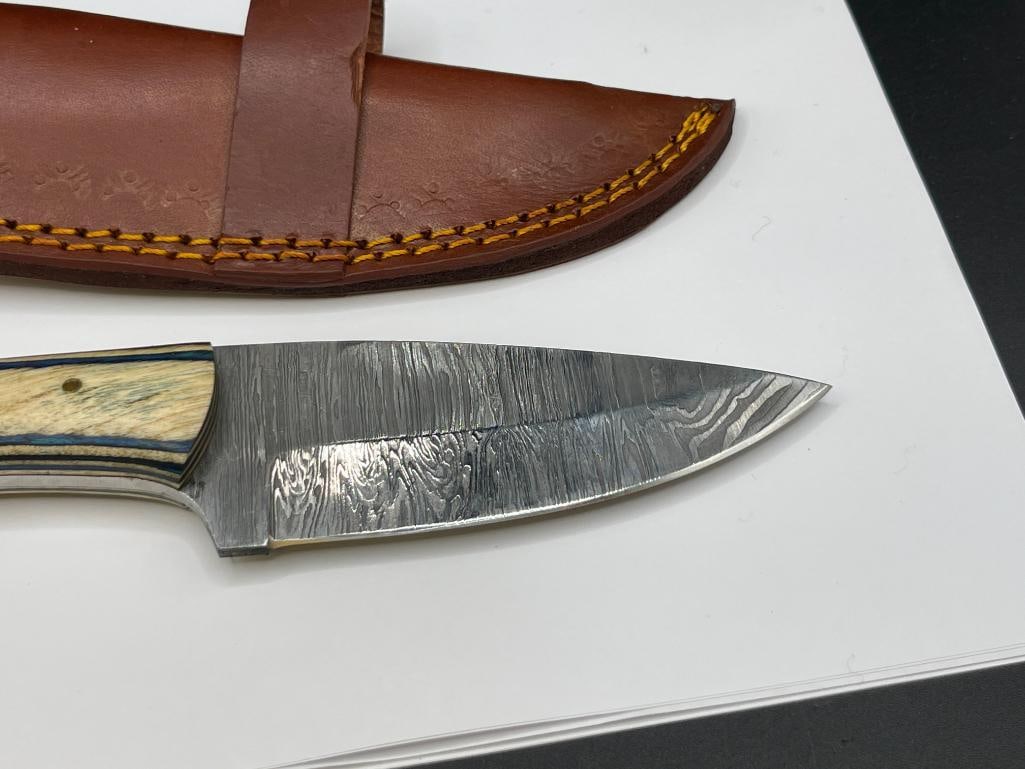 CUSTOM MADE DAMASCUS STEEL FIXED BLADE KNIFE FEATURING FULL TANG - 2