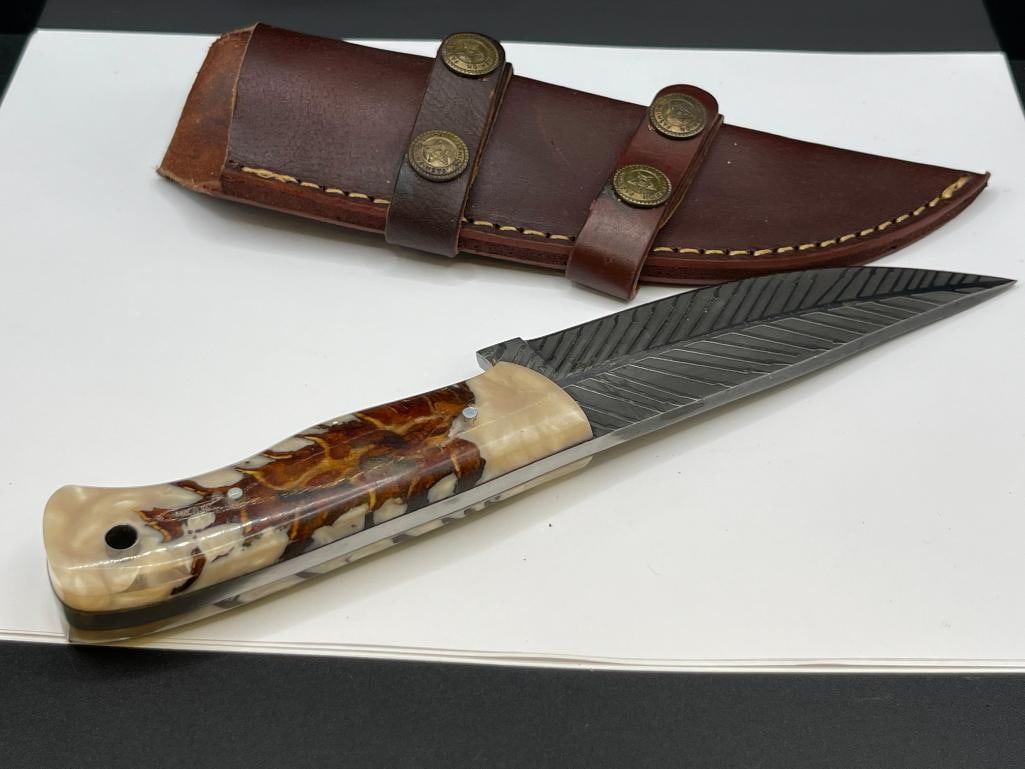 CSUTOM MADE GROOVED BLADE KNIFE FEATURING FULL TANG STRAIGHT BACK BLADE - 5