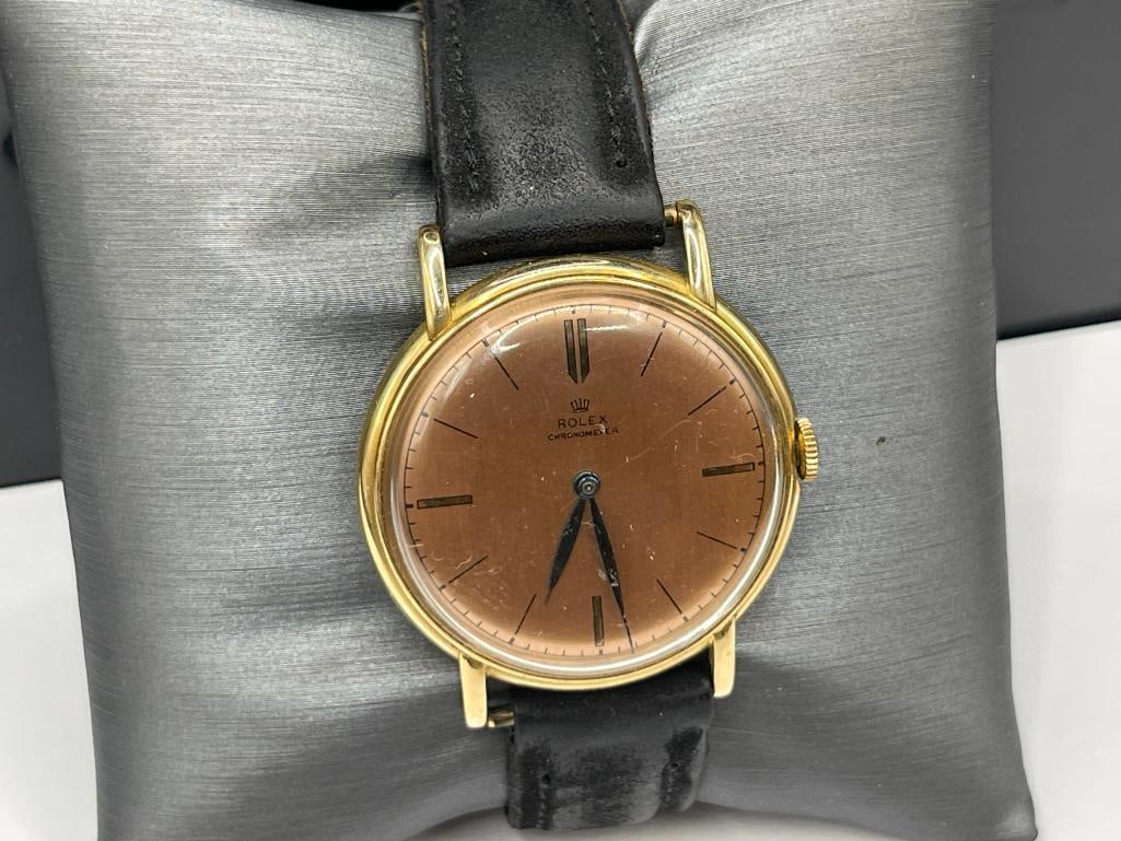 VINTAGE EARLY 1950'S ROLEX CHRONOMETER 17 JEWELS WRISTWATCH IN 14K YELLOW GOLD CASE - 2
