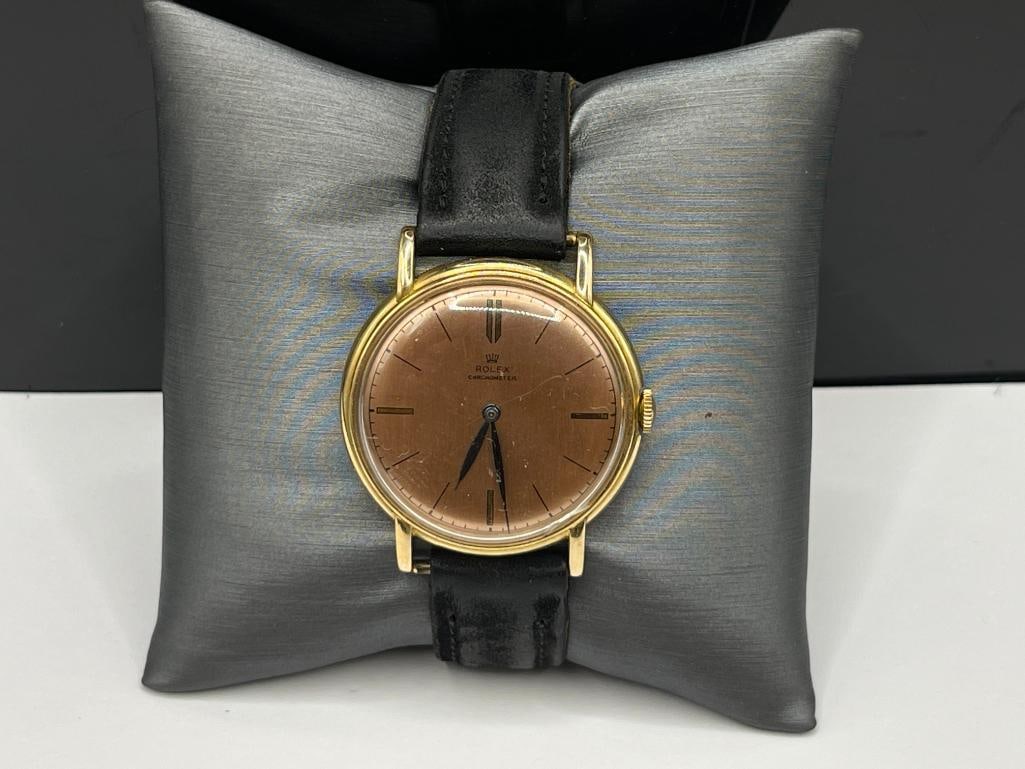 VINTAGE EARLY 1950'S ROLEX CHRONOMETER 17 JEWELS WRISTWATCH IN 14K YELLOW GOLD CASE - 3