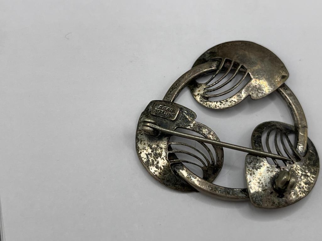 JEWERLY CASED FILLED WITH SIGNED COSTUME JEWELRY BROOCHES, LADIES WRISTWATCHES, PINS, AND MORE - 19