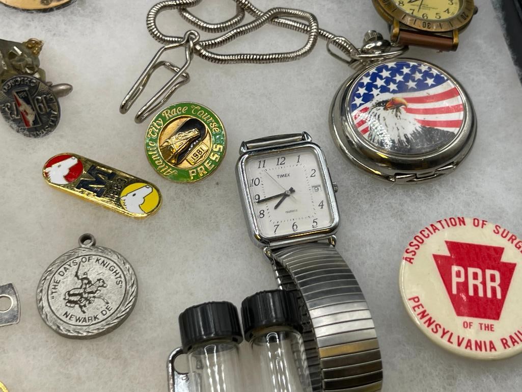 ASSORTEMENT OF MEN'S JEWELRY, WATCH FOBS, GOLD FLAKES, AND OTHER MEN'S JEWELRY - 7