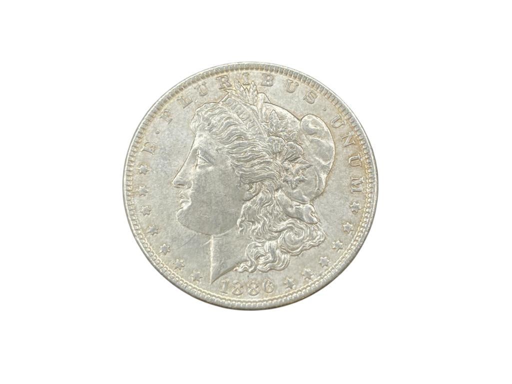 1886 U.S. MORGAN SILVER DOLLAR: 90% SILVER 