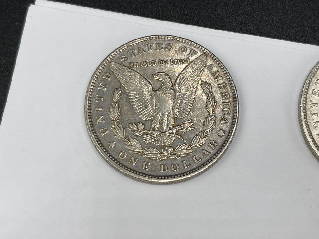 FIVE U.S. MORGAN SILVER DOLLARS FEATURING VARIOUS DATES AND MINT MARKS - 7