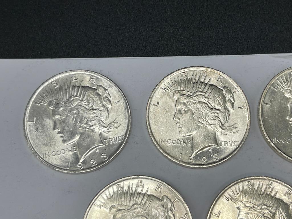 FIVE 1923 U.S. PEACE SILVER DOLLARS - 2