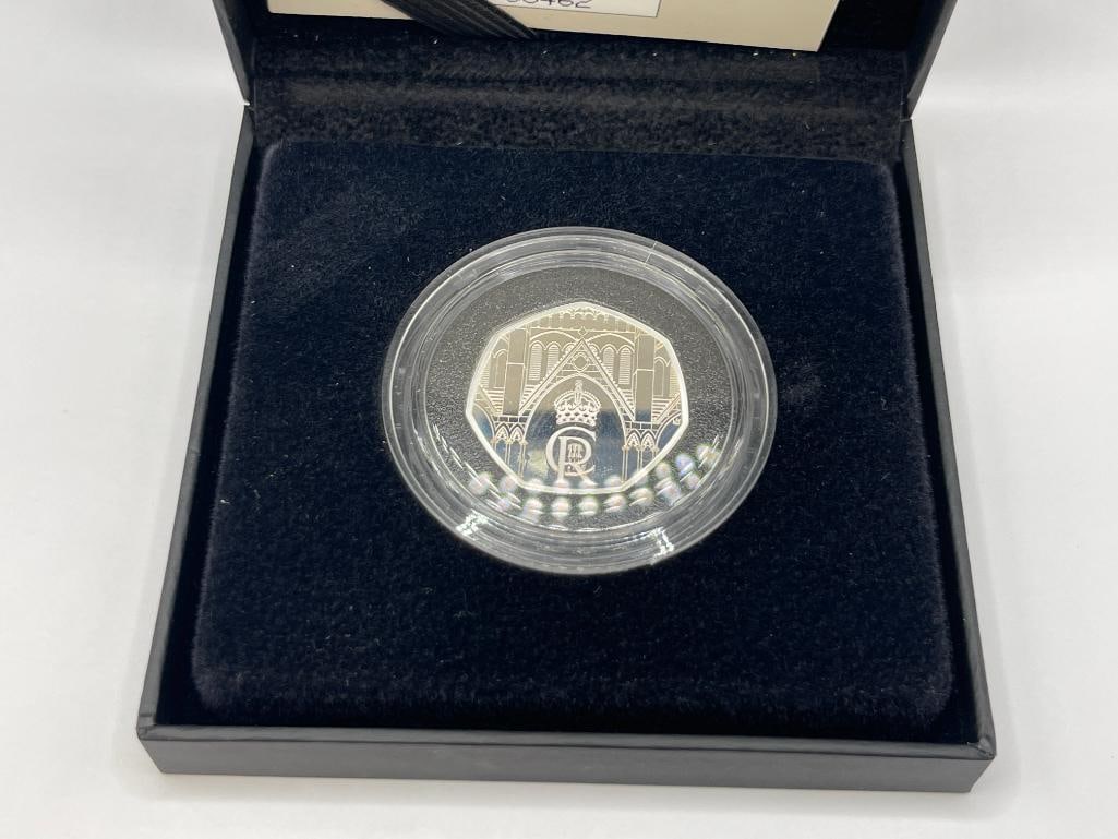 2023 THE CORONATION OF HIS MAJESTY KING CHARLES III STERLING SILVER 50 PENCE PROOF COIN - 2