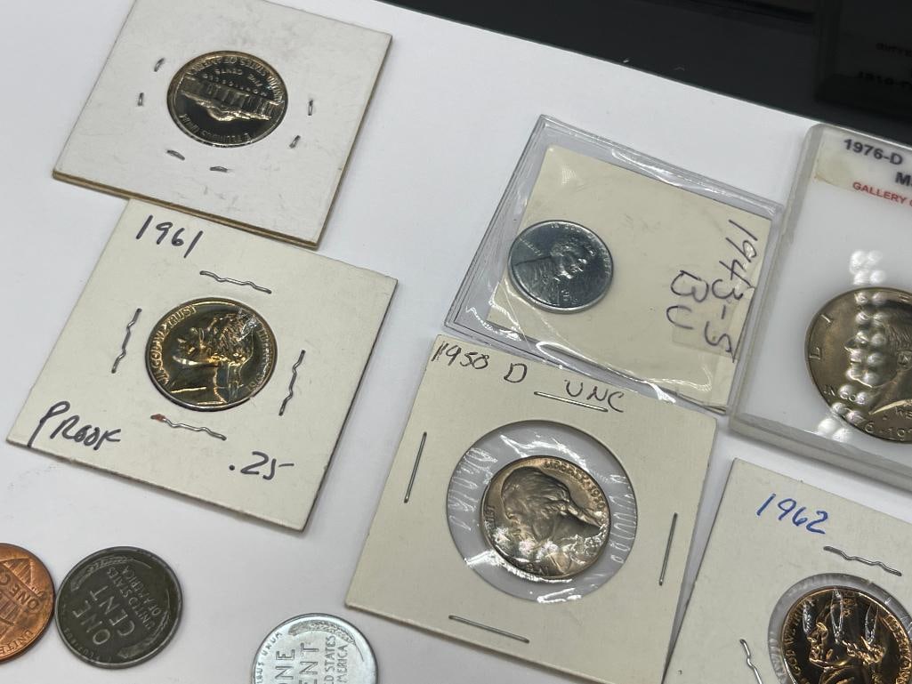 MISC COLLECTIBLE U.S. COINS INCLUDING HALF DOLLARS, BU NICKLES, WHEAT CENTS, AND MORE - 7