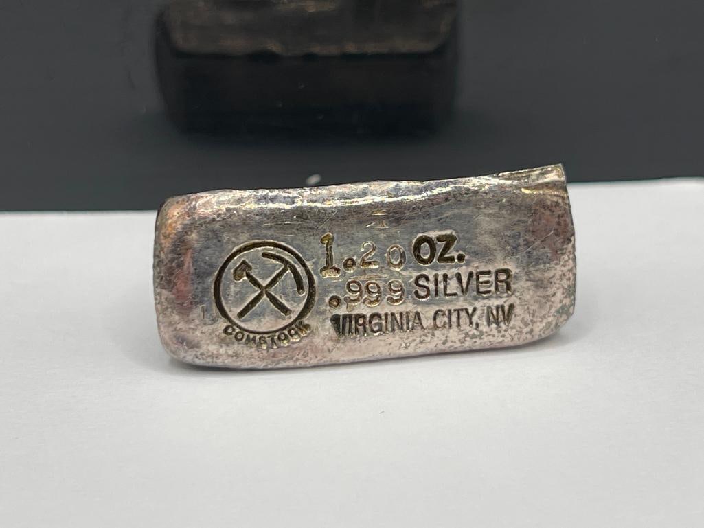 VIRGINIA CITY, NEVADA HAND POURED .999 FINE SILVER BAR "COMSTOCK" - 2