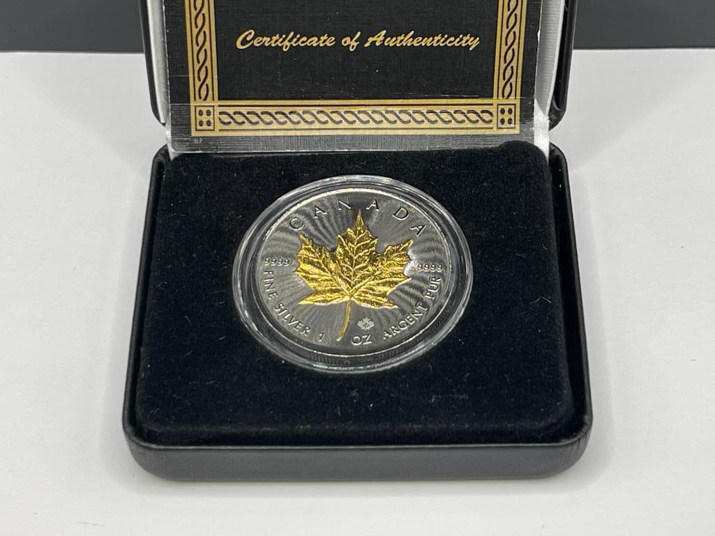 2017 CANADA BLACKOUT COLLECTION .999 FINE SILVER $5 COIN FEATURING 24K GOLD ACCENT - 2