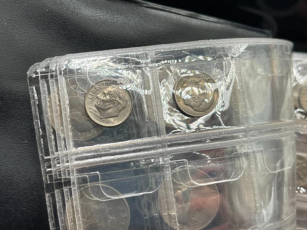 COIN ALBUM FEATURING U.S. WASHINGTON QUARTERS, KENNEDY HALF DOLLARS, AND ROOSEVELT DIMES - 10