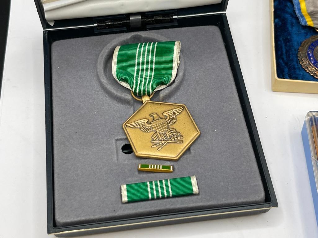 ANTIQUE MEDAL COLLECTION INCLUDING MEDAL OF MERIT, STERLING OUTSTANDING HEROISM MEDAL, AND MORE - 2