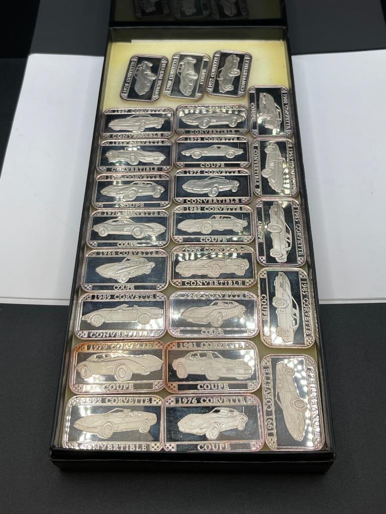 25 GM OFFICIAL .999 FINE SILVER 1 TROY OUNCE ART BARS FEATURING 25 YEARS OF CORVETTES - 2