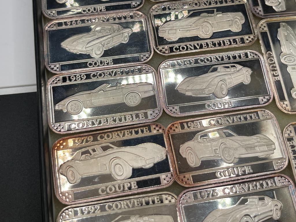25 GM OFFICIAL .999 FINE SILVER 1 TROY OUNCE ART BARS FEATURING 25 YEARS OF CORVETTES - 4
