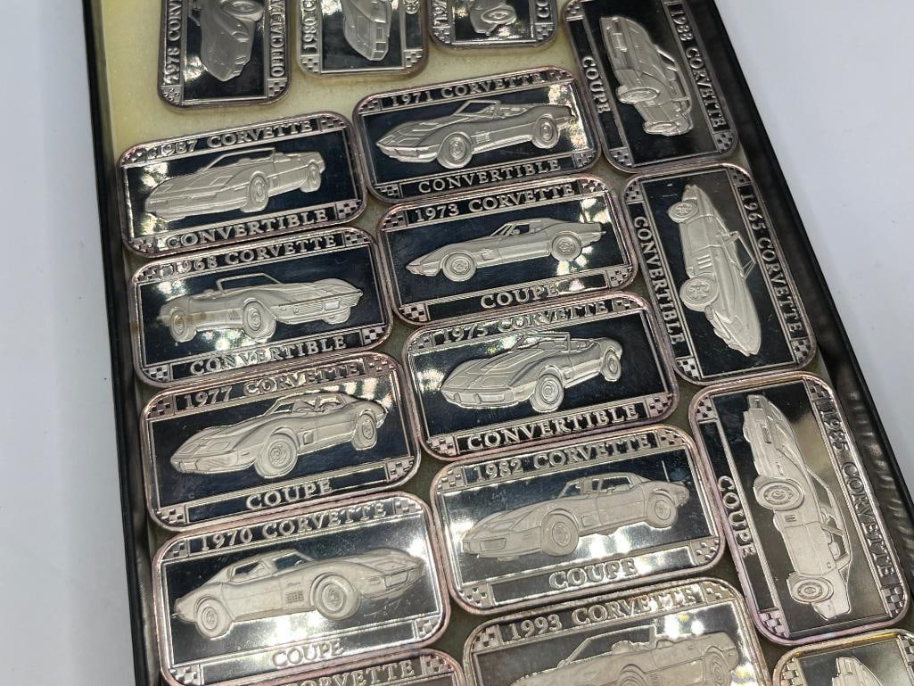 25 GM OFFICIAL .999 FINE SILVER 1 TROY OUNCE ART BARS FEATURING 25 YEARS OF CORVETTES - 5