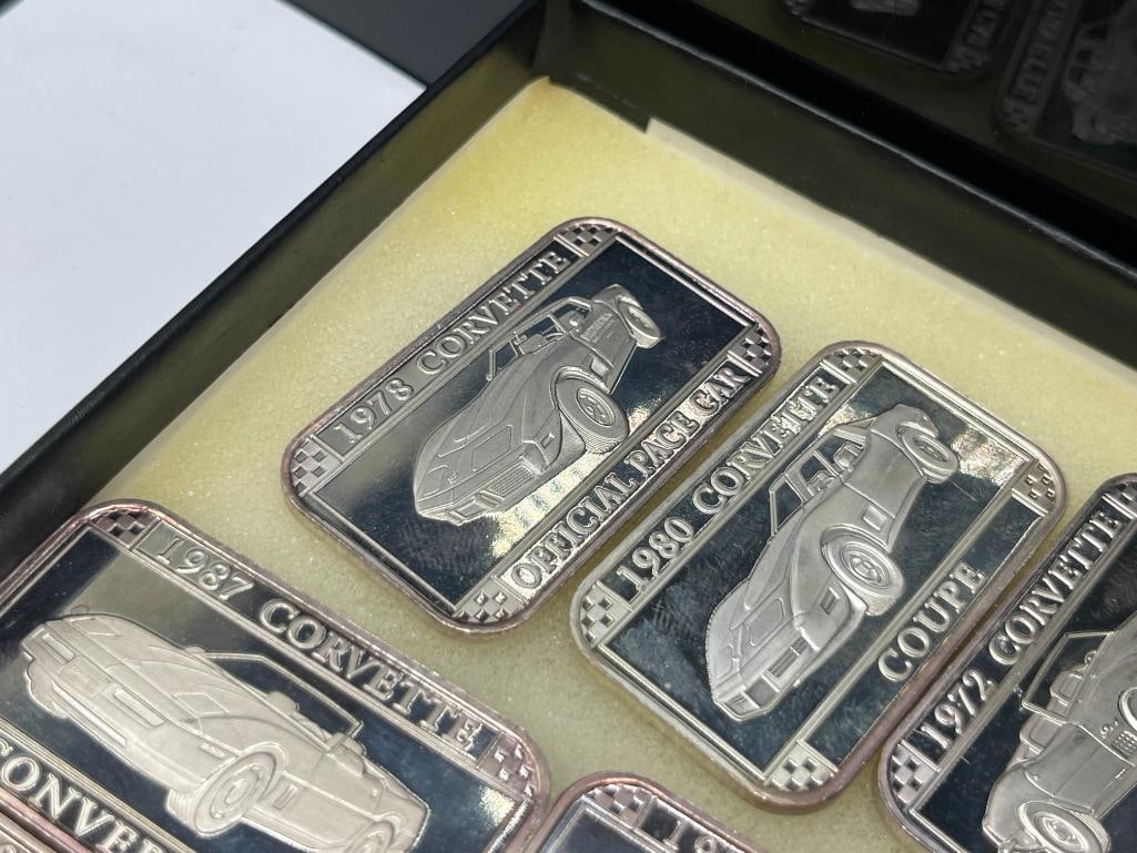 25 GM OFFICIAL .999 FINE SILVER 1 TROY OUNCE ART BARS FEATURING 25 YEARS OF CORVETTES - 7