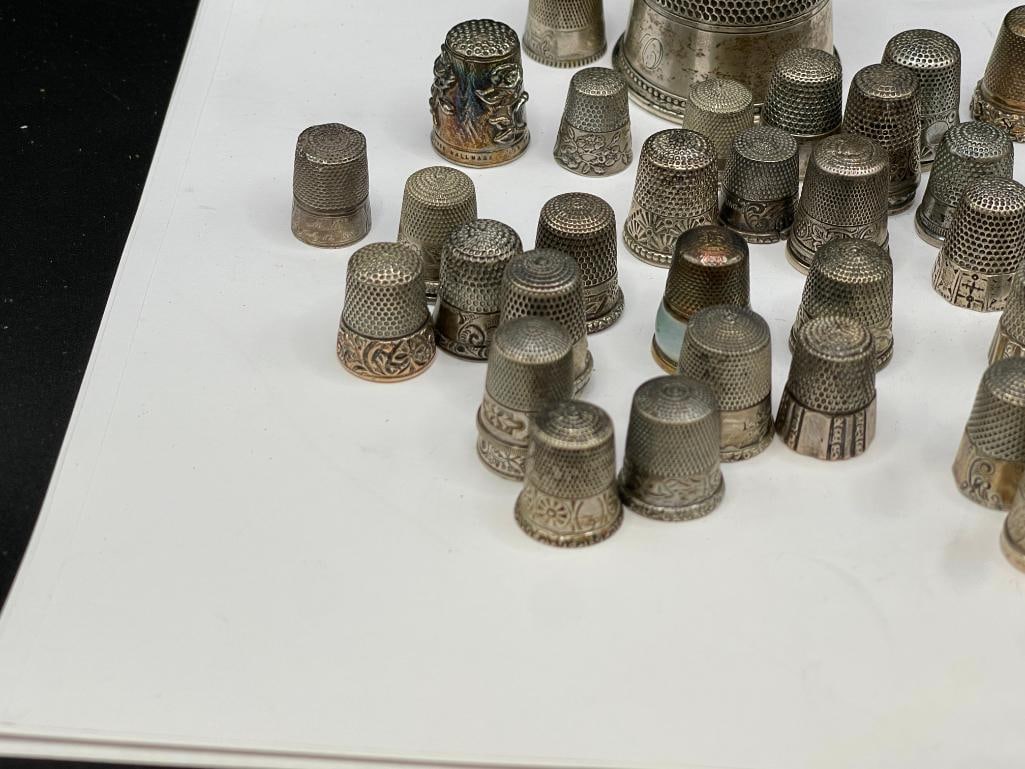 IMPRESSIVE STERLING SILVER THIMBLE COLLECTION FEATURING VARIOUS SIZED THIMBLES - 2