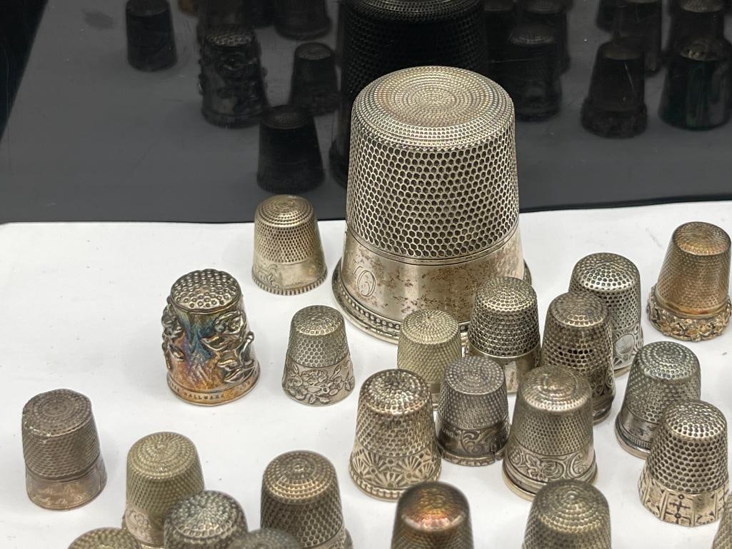 IMPRESSIVE STERLING SILVER THIMBLE COLLECTION FEATURING VARIOUS SIZED THIMBLES - 3