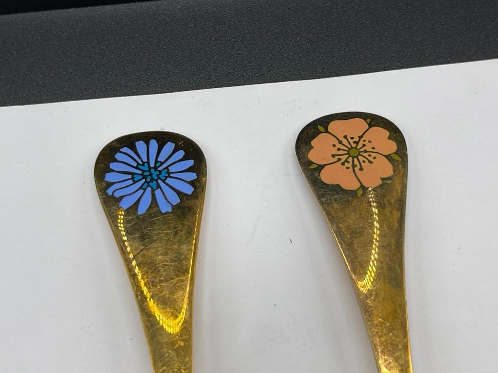 GEORG JENSEN STERLING SILVER DANISH RAAB GOLD VERMEIL ANNUAL SPOONS 1976 AND 1980 - 2